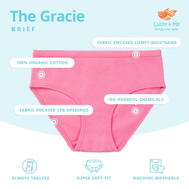 Lucky Me Lucky & Me Gracie Girls Briefs, 100% Organic Cotton Underwear, 7 Pack (US, Age, 6 Years, Bunny Bloom) - Image 2